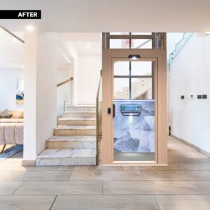 Ascenseur home lift installé directement sur le sol carrelé
